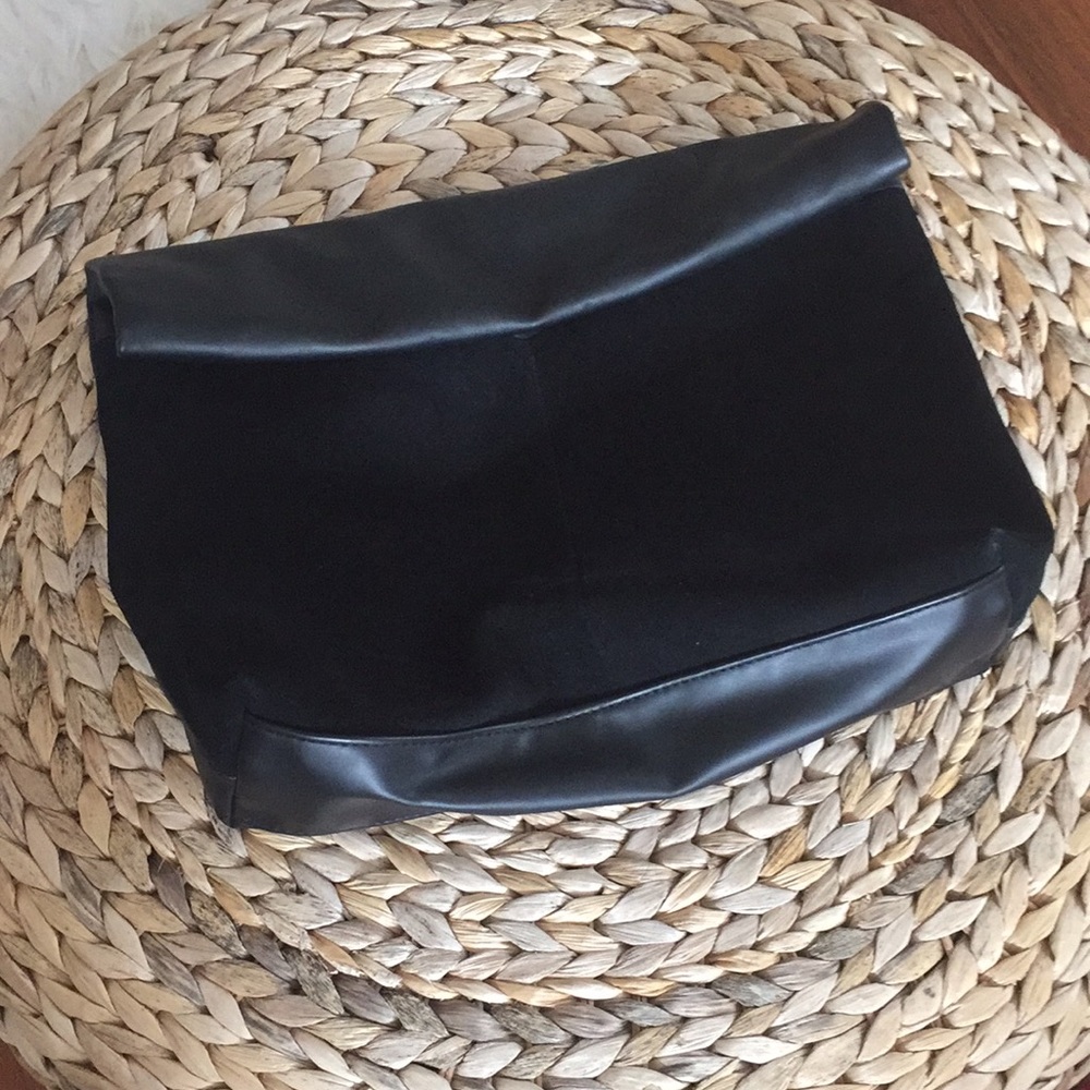 Faux Leather & Velvet Clutch